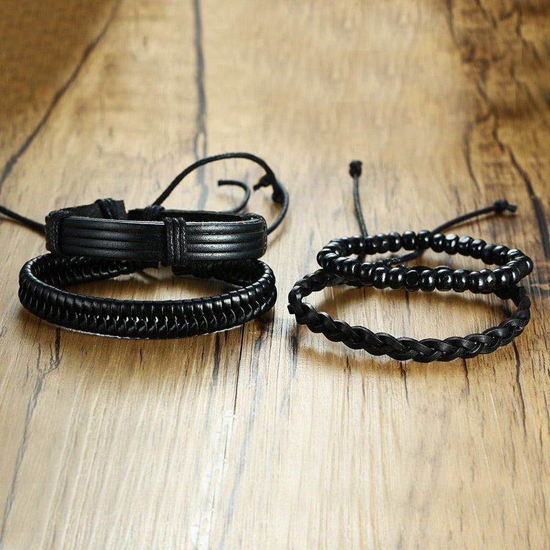4pcs/ Set Black Bracelets for Men