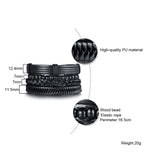 4pcs/ Set Black Bracelets for Men