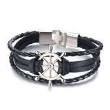 Men Bracelet Genuine Leather Black