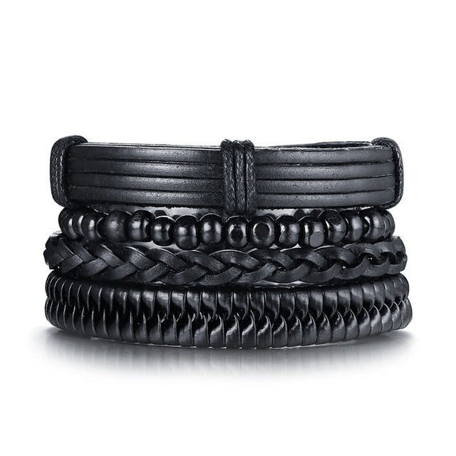 4pcs/ Set Black Bracelets for Men