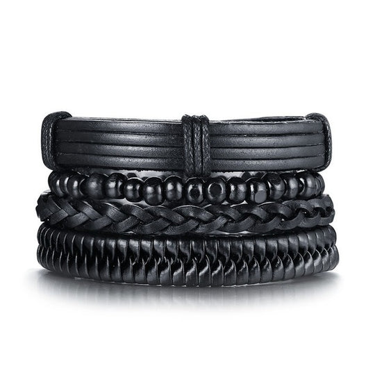 4pcs/ Set Black Bracelets for Men