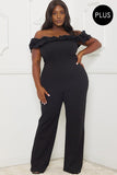 Ruffle Shoulder Shoulder Plus Size Jumpsuit