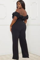 Ruffle Shoulder Shoulder Plus Size Jumpsuit