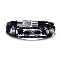 Men Bracelet Genuine Leather Black