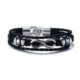 Men Bracelet Genuine Leather Black