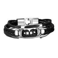 Men Bracelet Genuine Leather Black