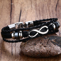Men Bracelet Genuine Leather Black