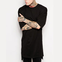 Hip Hop Style Irregular Hem Extended Length Side Split Tops Tee