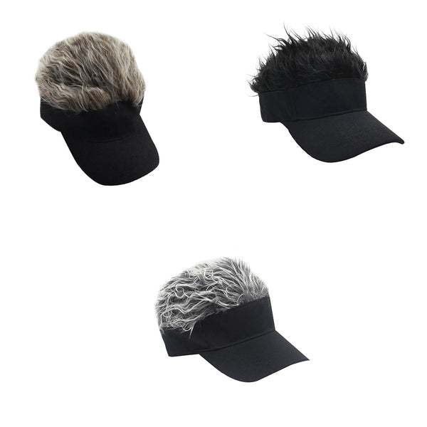 Unisex Wig Visor Hat Men Women Short Hair Cap Adjustable Wig