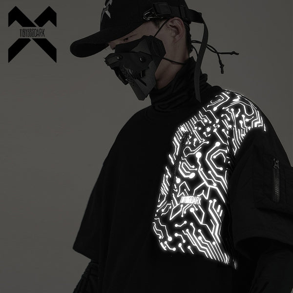 DARK Techwear Tactical Print Patchwork Tops