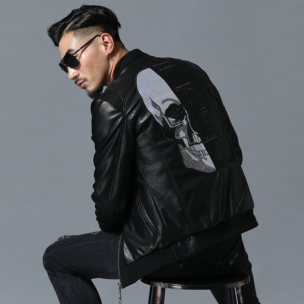 Skull Rhinestones Jackets Men High Street Style